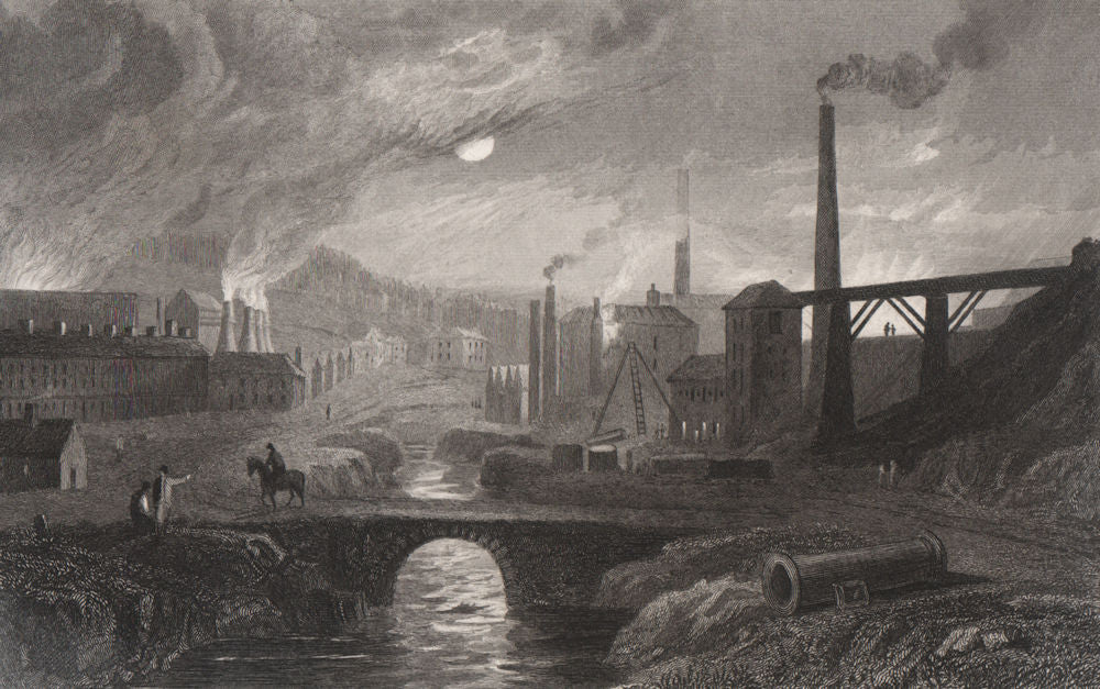 Nantyglo, Monmouthshire, Wales, by Henry Gastineau 1835 old antique print